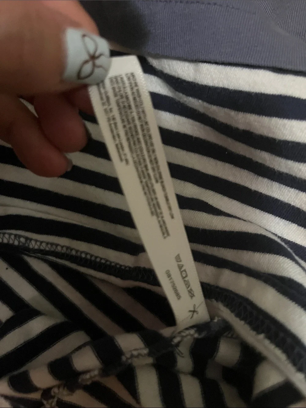 Free People Long Sleeve Navy Blue & White Striped Top Sz Small oversized